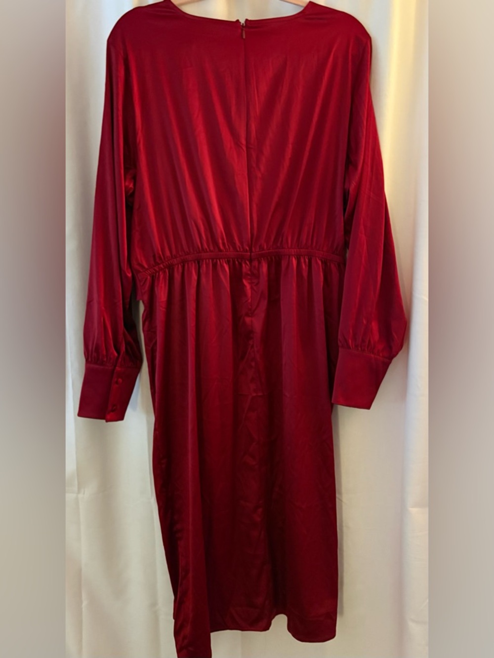 NWT Lane Bryant Stretch Satin Surplice Knot-Front Midi Wrap Dress; Size 18/20 - Picture 2 of 12